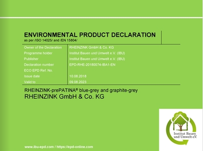 Deklaracja produktu przyjaznego dla środowiska zgodnie z ISO 14025 Typ III oraz EN 15804 