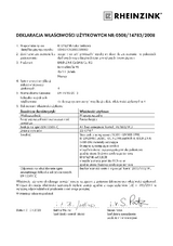 Deklaracja właściwości użytkowych - łuska szpiczasta wg EN 14783