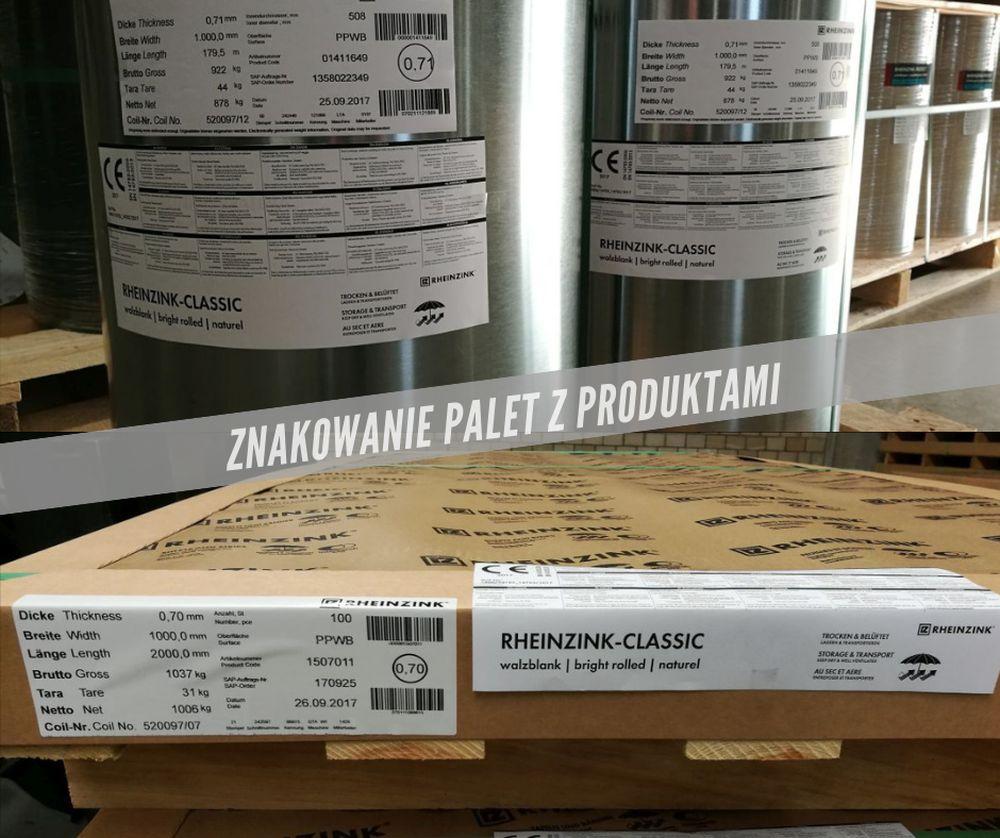 Znakowanie palet z produktami tytan-cynku RHEINZINK